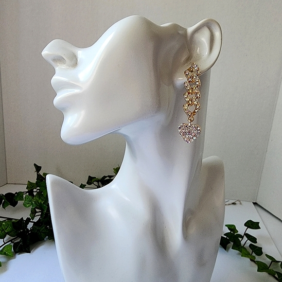 Gold Chain Drop Earrings with Iridescent Crystals - Picture 4 of 5